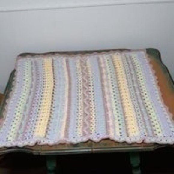 33"x34" Striped Baby Blanket, Sampler Stitch Baby Blanket, Colorful Throw - Picture 9 of 16